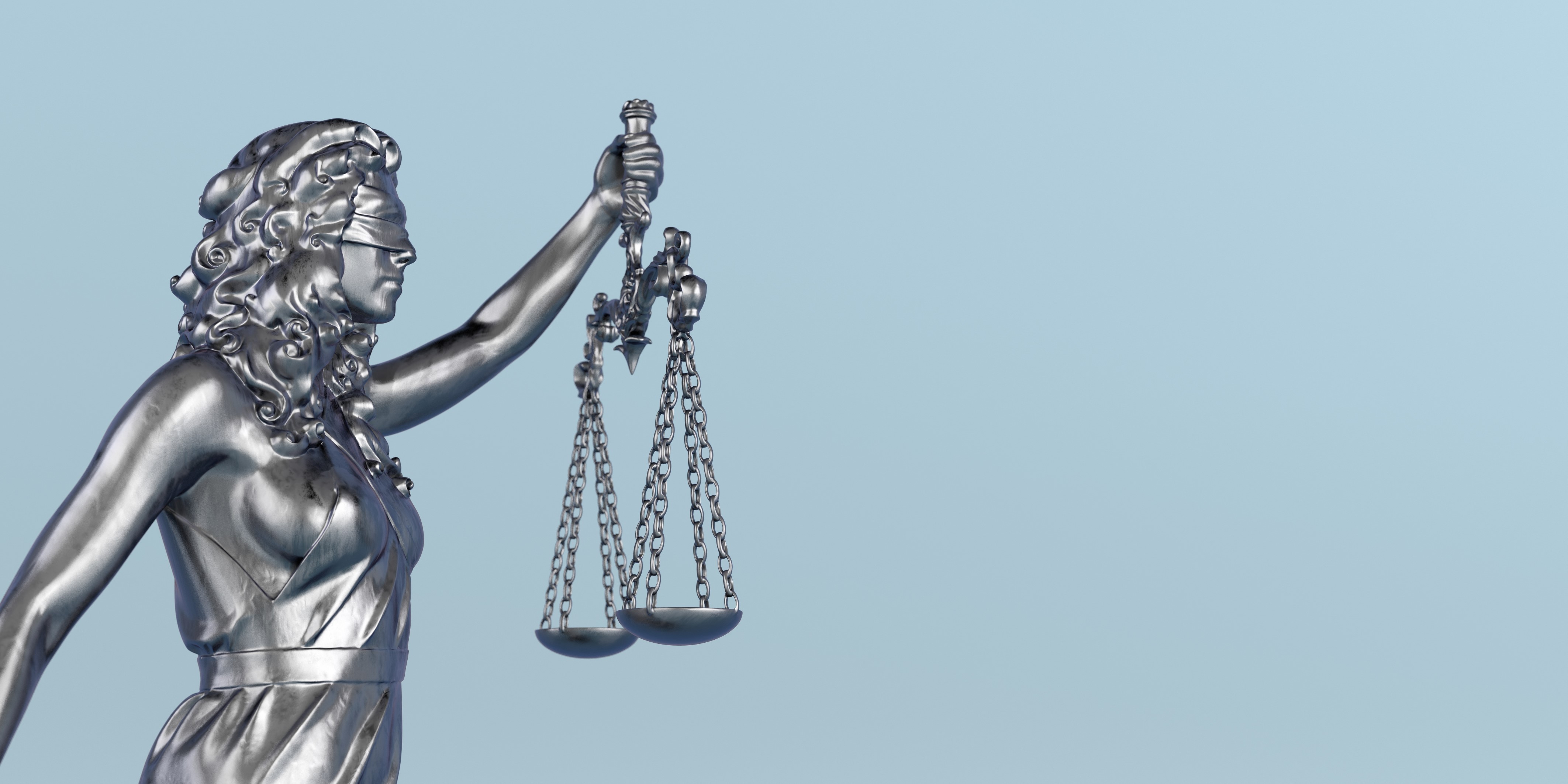 Justitia blau-grau 2 zu 1 Statue der Justitia