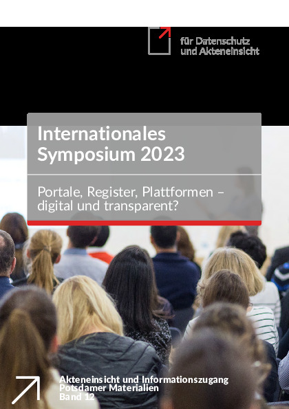 Bild vergrößern (Bild: Dokumentation des Internationalen Symposiums „Portale, Register, Plattformen – digital und transparent?“ am 16. Oktober 2023 in Potsdam)